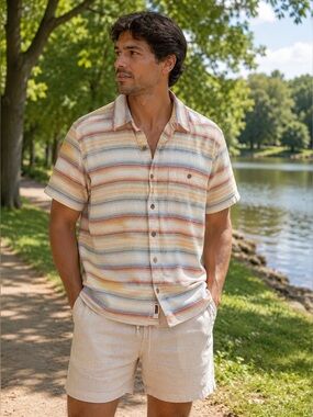 The Territory Ahead Men's Short Sleeve Stripe Button Down Shirt